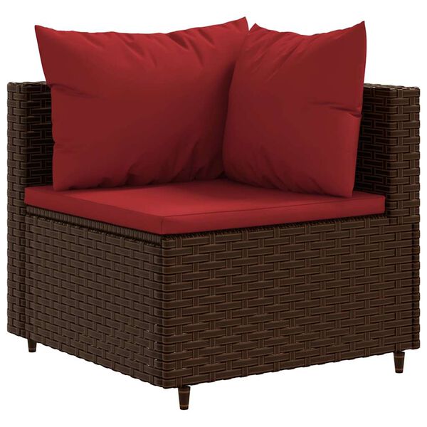 vidaXL Salon de jardin avec coussins 7 pcs marron r&eacute;sine tress&eacute;e