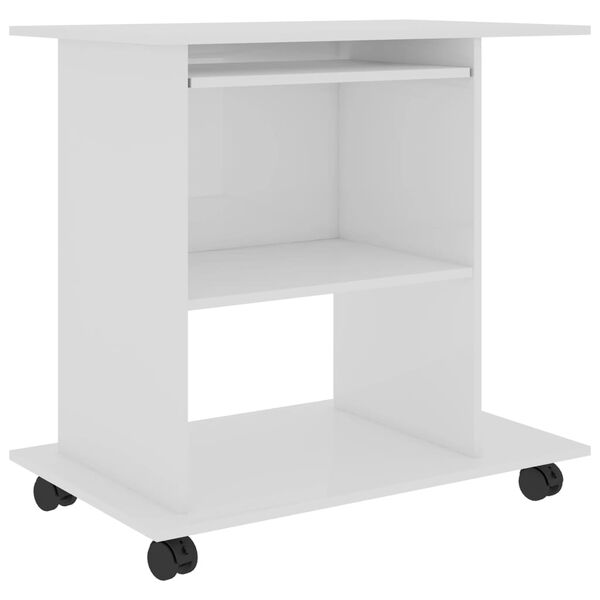 vidaXL Bureau d'ordinateur Blanc brillant 80x50x75cm Bois d'ing&eacute;nierie