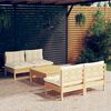vidaXL Salon de jardin 5 pcs avec coussins crème bois de pin