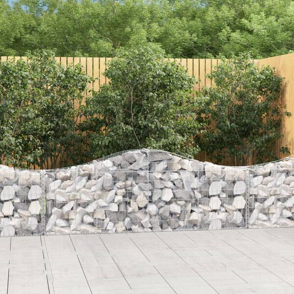 vidaXL Panier de gabions arqu&eacute; 200x30x60/80 cm Fer galvanis&eacute;