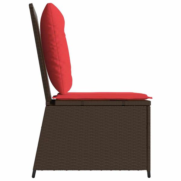vidaXL Canap&eacute; de jardin avec coussin Marron et rouge polyrotin