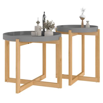 vidaXL Tables basses 2 pcs Gris Bois d'ingénierie et pin massif