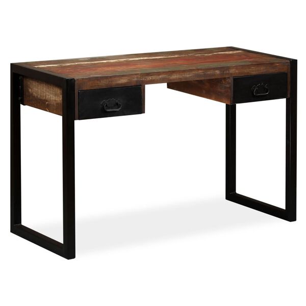 vidaXL Bureau avec 2 tiroirs Bois de r&eacute;cup&eacute;ration massif 120x50x76 cm
