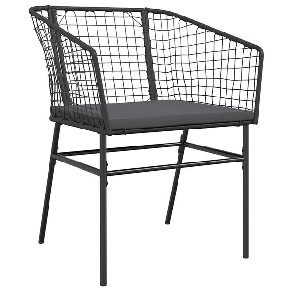 vidaXL Ensemble &agrave; manger de jardin et coussins 3 pcs noir rotin verre