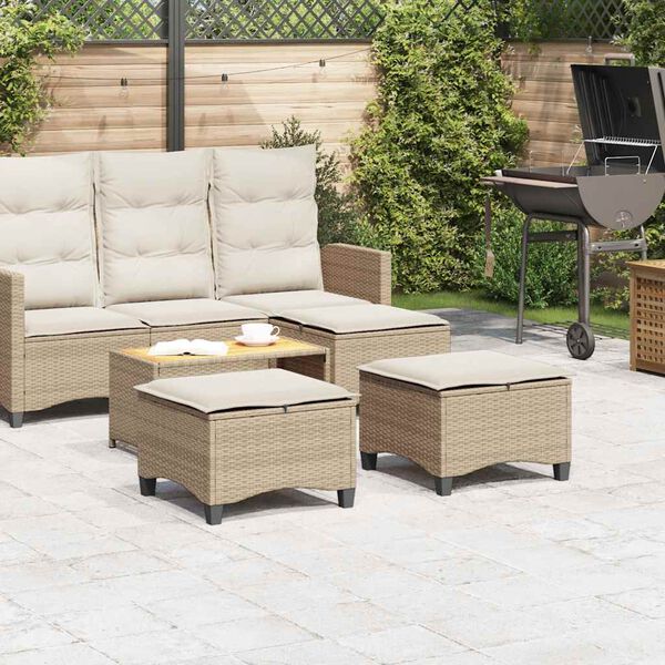vidaXL Tabourets jardin coussins 2pcs beige 55x55x36 cm r&eacute;sine tress&eacute;e