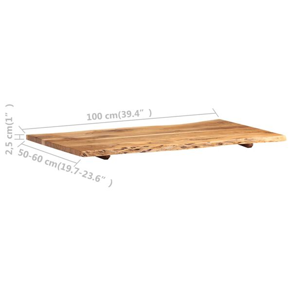 vidaXL Dessus de table Bois d'acacia massif 100x(50-60)x2,5 cm