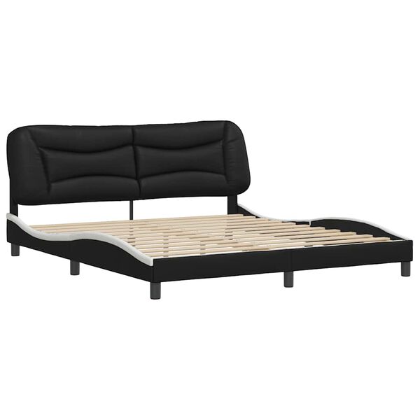 vidaXL Cadre de lit sans matelas Hvar noir et blanc 183x213 cm similicuir
