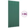 vidaXL Panneaux de toiture 36 pcs Acier galvanis&eacute; Vert 80x36 cm