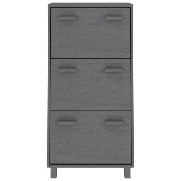 vidaXL Armoire à chaussures HAMAR Gris foncé 59,5x35x117 cm Pin massif