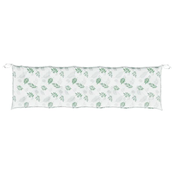 vidaXL Coussin de banc de jardin motif de feuilles 180x50x7 cm