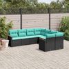 vidaXL Salon de jardin 8 pcs avec coussins noir r&eacute;sine tress&eacute;e