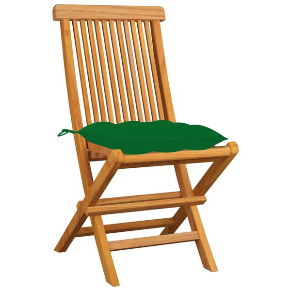 vidaXL Chaises de jardin et coussins vert lot de 8 Bois de teck massif