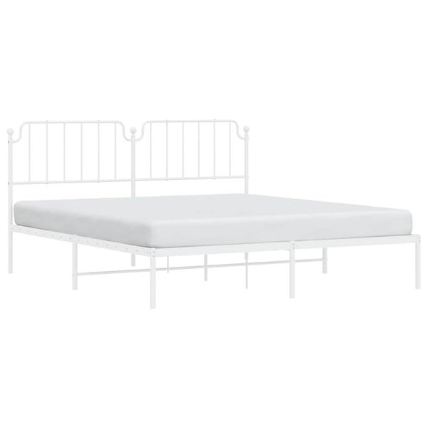 vidaXL Cadre de lit m&eacute;tal sans matelas et t&ecirc;te de lit blanc 183x213 cm