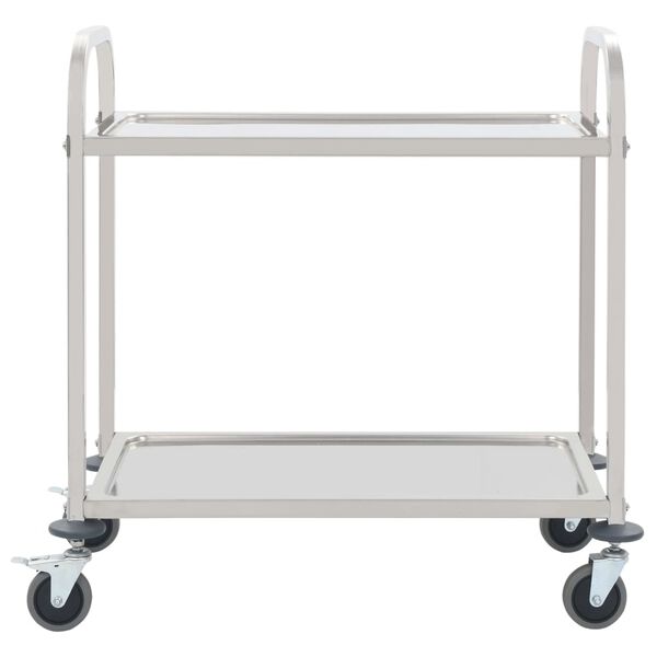 vidaXL Chariot de cuisine &agrave; 2 niveaux 95x45x83,5 cm Acier inoxydable