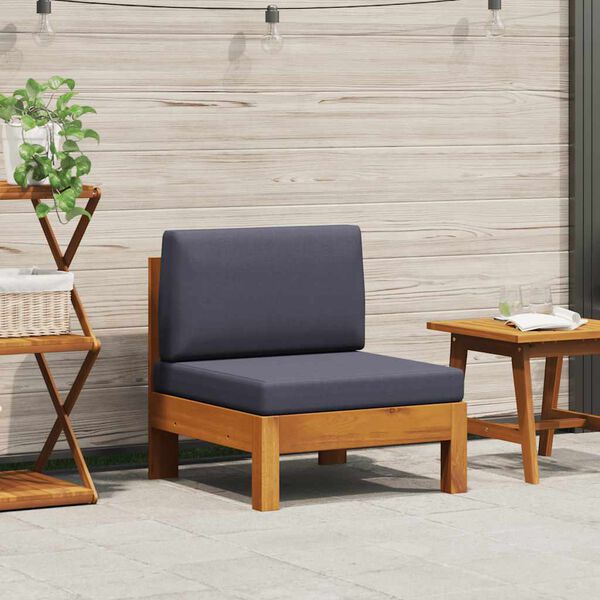 vidaXL Canap&eacute; central avec coussins gris fonc&eacute; Bois d'acacia solide