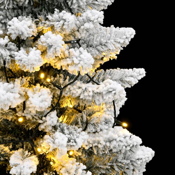 vidaXL Sapin de No&euml;l artificiel &agrave; charni&egrave;res 150 LED neige floqu&eacute;e