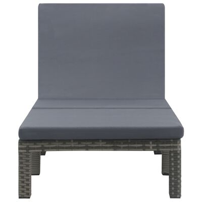 vidaXL Chaise longue avec coussin Résine tressée Anthracite