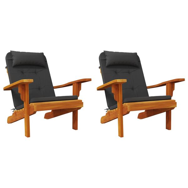 vidaXL Coussins de chaise adirondack lot de 2 noir tissu oxford