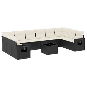 vidaXL Salon de jardin 11 pcs avec coussins noir r&eacute;sine tress&eacute;e