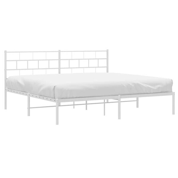 vidaXL Cadre de lit m&eacute;tal sans matelas et t&ecirc;te de lit blanc 193x203 cm