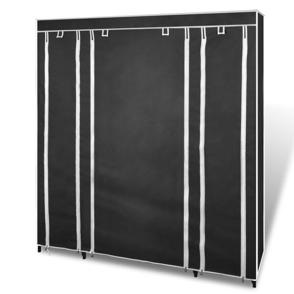 vidaXL Armoire avec compartiments et tiges 45 x 150 x 176 cm Noir