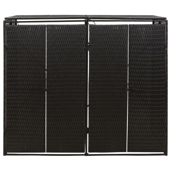 vidaXL Abri pour poubelle double Noir 140x80x117 cm Résine tressée