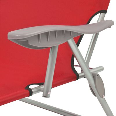 vidaXL Chaise longue avec auvent Acier Rouge