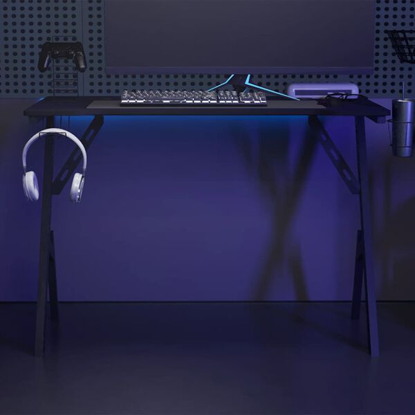 vidaXL Bureau de jeu avec pieds en forme de Y Noir 110x60x75 cm