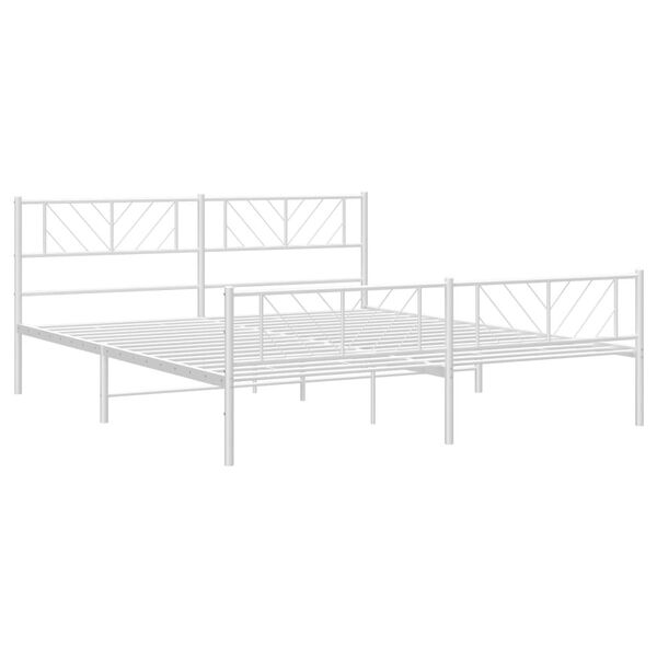 vidaXL Cadre de lit m&eacute;tal sans matelas et pied de lit blanc 183x213 cm