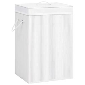 vidaXL Panier &agrave; linge avec 2 sections bambou blanc 72 L