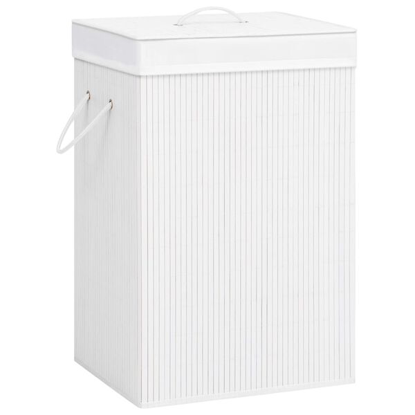vidaXL Panier &agrave; linge avec 2 sections bambou blanc 72 L