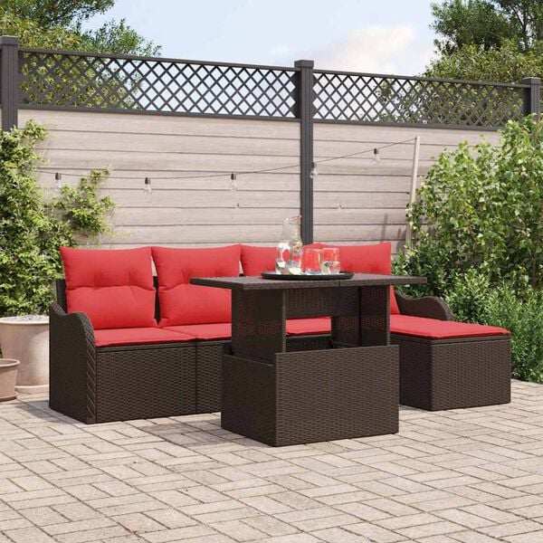 vidaXL Ensemble de canap&eacute; de jardin 6 pcs Marron polyrotin