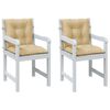 vidaXL Coussins de chaise &agrave; dossier bas lot de 2 beige m&eacute;lang&eacute; tissu