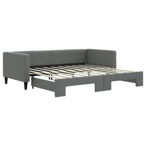 vidaXL Lit de jour avec lit gigogne gris foncé 100x190 cm tissu