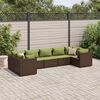 vidaXL Salon de jardin avec coussins 7 pcs marron r&eacute;sine tress&eacute;e