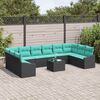 vidaXL Ensemble de canap&eacute; de jardin Noir et turquoise polyrotin