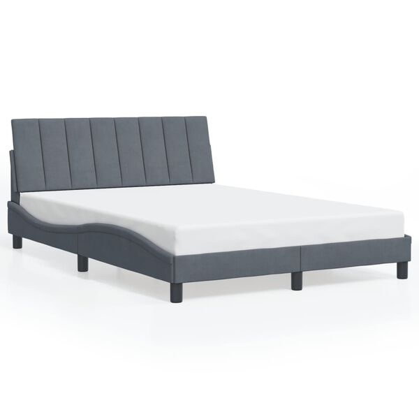 vidaXL Cadre de lit sans matelas Hanko gris foncé 137x190 cm velours