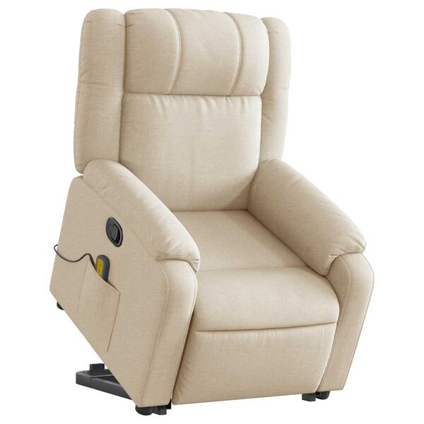 vidaXL Fauteuil inclinable de massage crème tissu