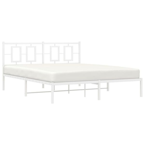 vidaXL Cadre de lit m&eacute;tal sans matelas et t&ecirc;te de lit blanc 150x200 cm