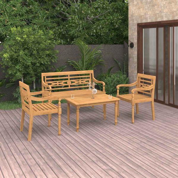 vidaXL Salon de jardin 4 pcs Bois de teck solide