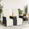 vidaXL Canap&eacute; de jardin inclinable 2 places avec table noir poly rotin