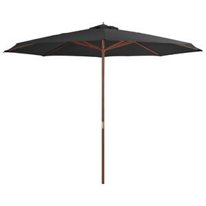 vidaXL Parasol d'ext&eacute;rieur avec m&acirc;t en bois 350 cm Anthracite