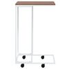 vidaXL Table d'appoint avec roues Blanc 40x30x63,5cm Bois d'ing&eacute;nierie