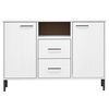 vidaXL Buffet avec pieds en métal Blanc 113x40x77 cm Bois massif OSLO