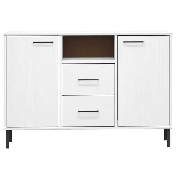vidaXL Buffet avec pieds en métal Blanc 113x40x77 cm Bois massif OSLO
