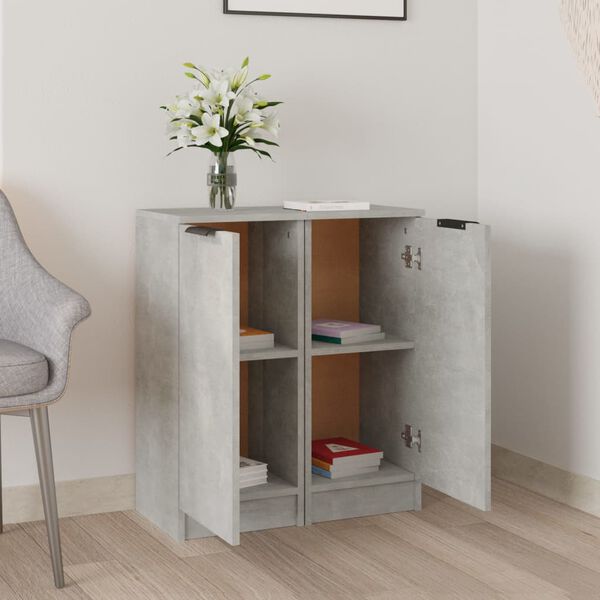 vidaXL Buffets 2 pcs Gris b&eacute;ton 30x30x70 cm Bois d'ing&eacute;nierie