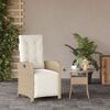 vidaXL Chaise inclinable de jardin et repose-pied beige r&eacute;sine tress&eacute;e