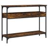 vidaXL Table console avec &eacute;tag&egrave;re ch&ecirc;ne fum&eacute; 100x29x75 cm