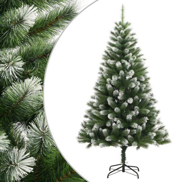 vidaXL Sapin de No&euml;l artificiel &agrave; charni&egrave;res avec neige floqu&eacute;e 210 cm