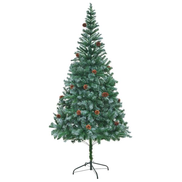 vidaXL Sapin de Noël artificiel pré-éclairé et pommes de pin 210 cm